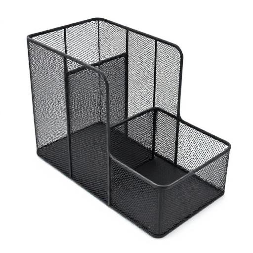 Mesh Desk Organizer 5 Compartments - Office Supplies Caddy Black